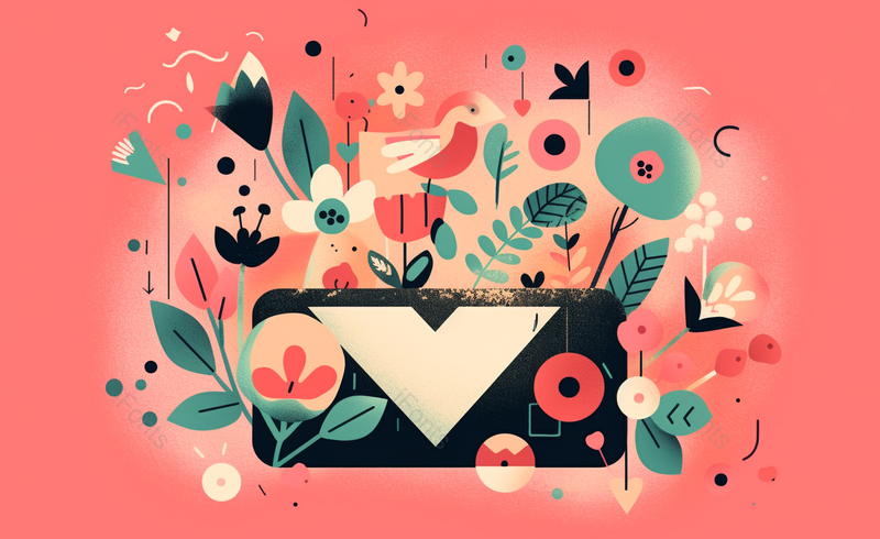 微立体剪纸风鲜花信封祝福礼物背景图,插画/手绘图,插画/手绘图库,插画/手绘图下载,插画/手绘